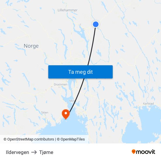 Ildervegen to Tjøme map