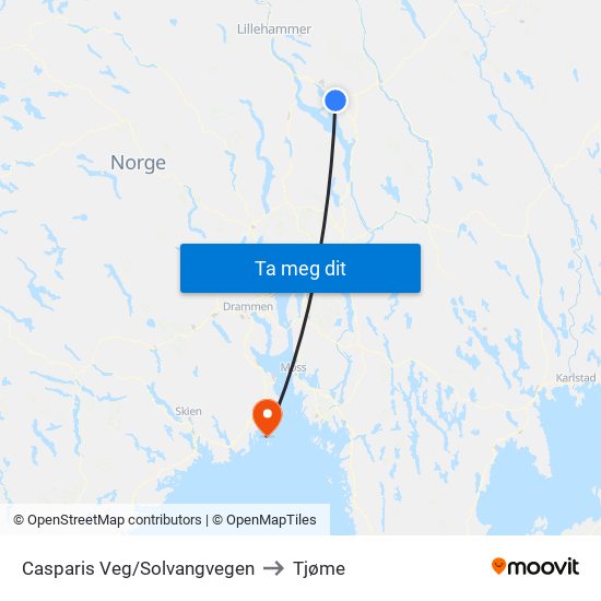 Casparis Veg/Solvangvegen to Tjøme map