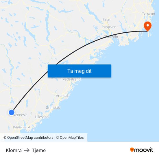 Klomra to Tjøme map