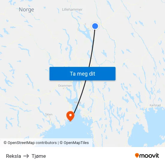 Reksla to Tjøme map