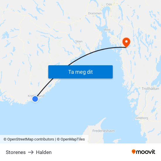 Storenes to Halden map