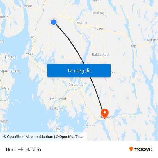 Huul to Halden map