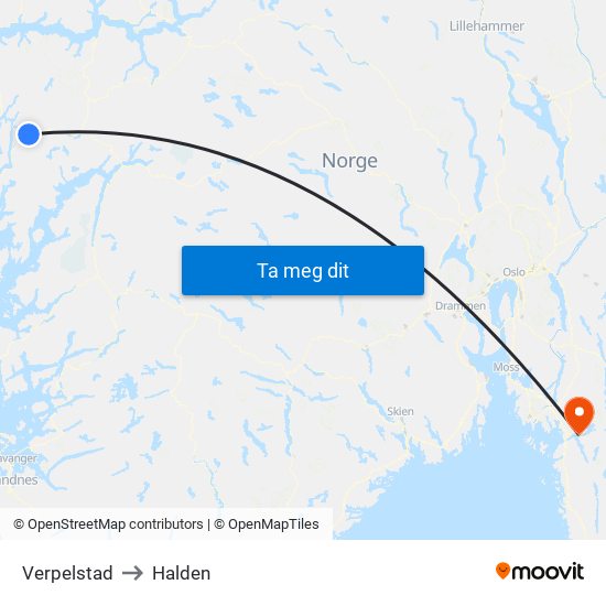 Verpelstad to Halden map
