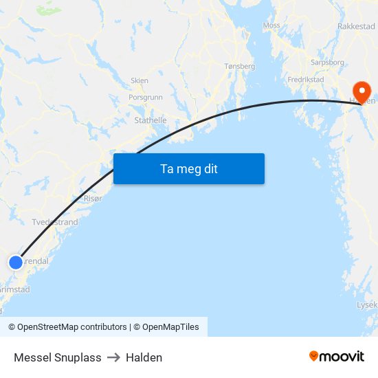 Messel Snuplass to Halden map