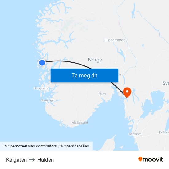Kaigaten to Halden map