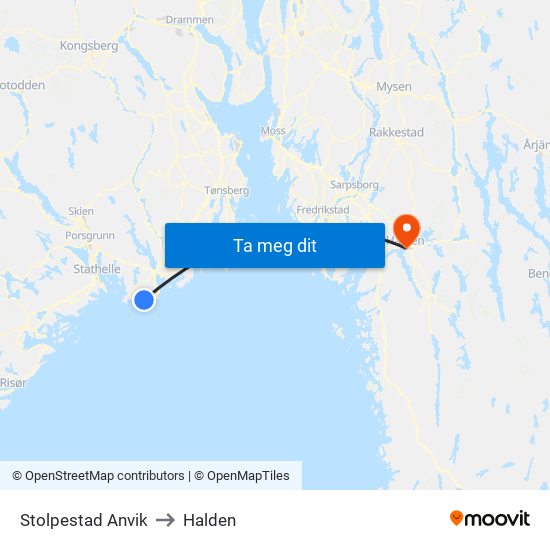 Stolpestad Anvik to Halden map