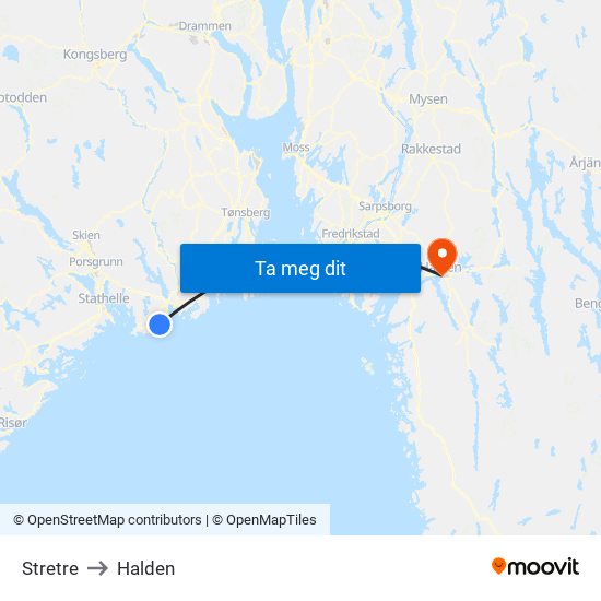 Stretre to Halden map