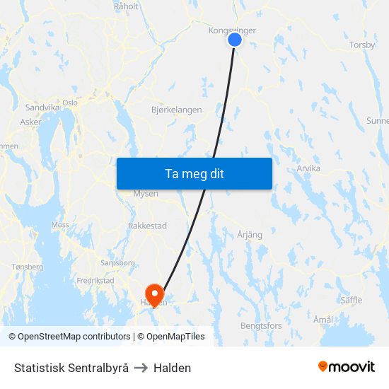 Statistisk Sentralbyrå to Halden map