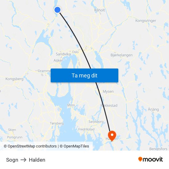 Sogn to Halden map