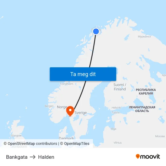 Bankgata to Halden map