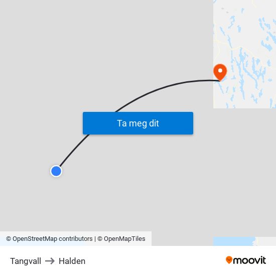 Tangvall to Halden map