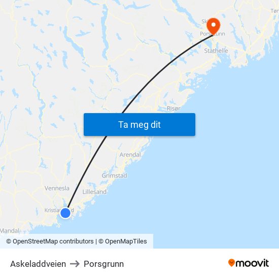 Askeladdveien to Porsgrunn map