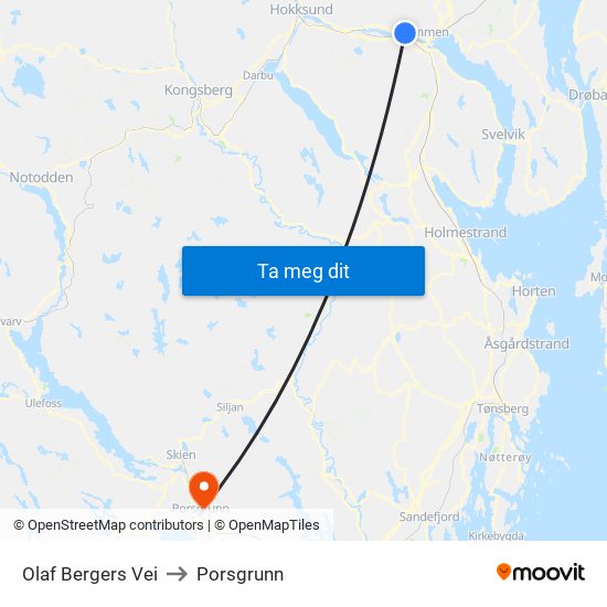 Olaf Bergers Vei to Porsgrunn map
