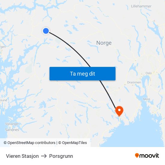 Vieren Stasjon to Porsgrunn map