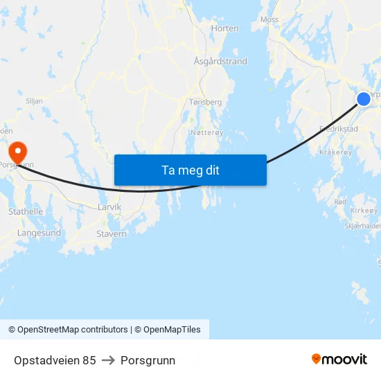 Opstadveien 85 to Porsgrunn map