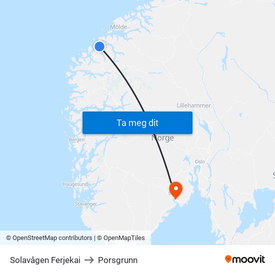 Solavågen Ferjekai to Porsgrunn map