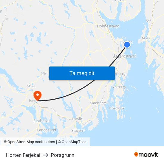 Horten Ferjekai to Porsgrunn map