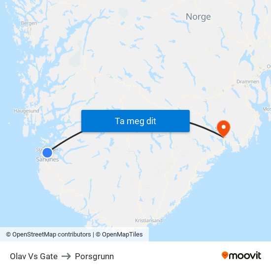 Olav Vs Gate to Porsgrunn map