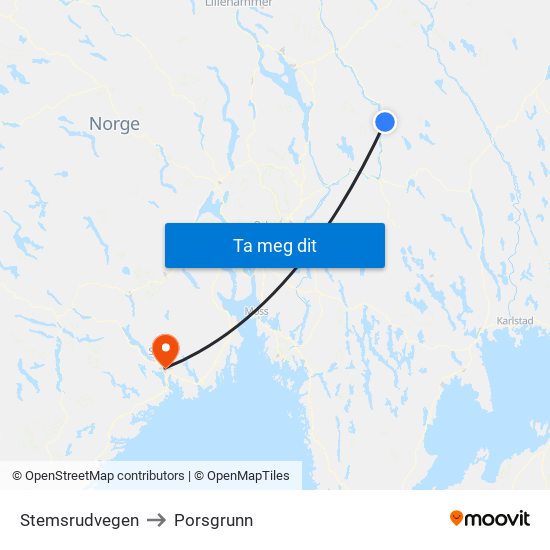 Stemsrudvegen to Porsgrunn map