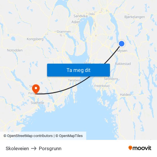 Skoleveien to Porsgrunn map