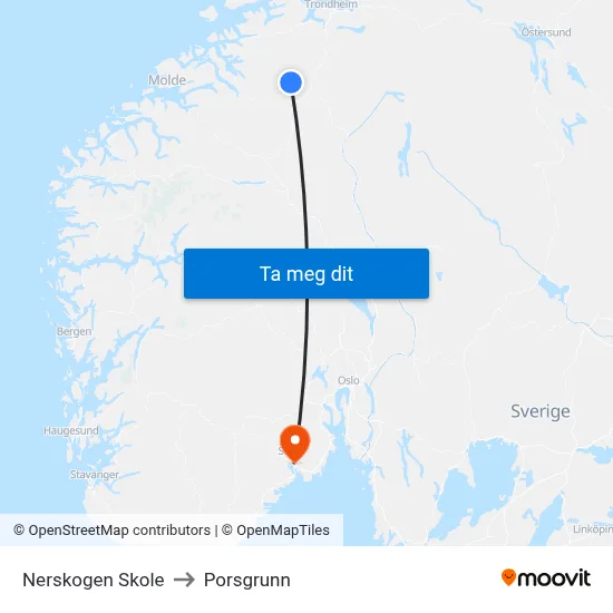 Nerskogen Skole to Porsgrunn map