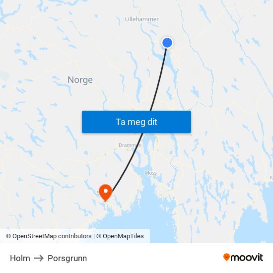 Holm to Porsgrunn map