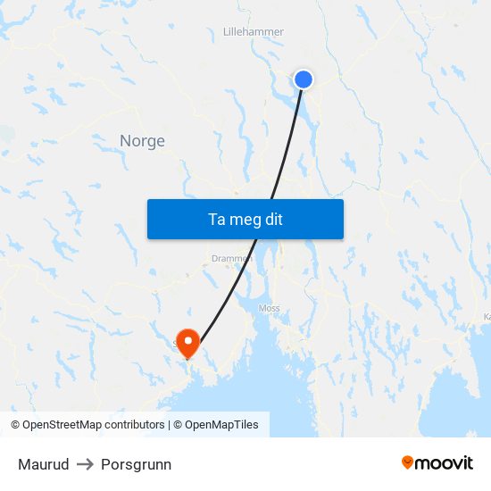 Maurud to Porsgrunn map