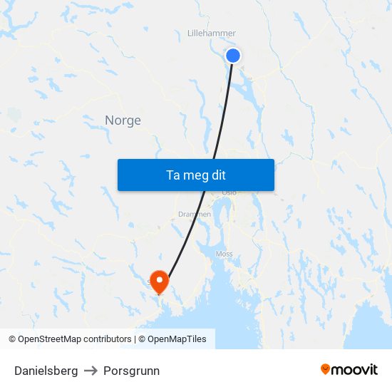 Danielsberg to Porsgrunn map