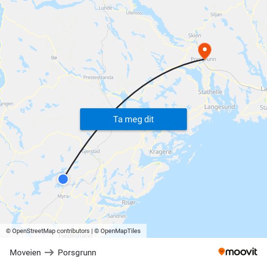 Moveien to Porsgrunn map