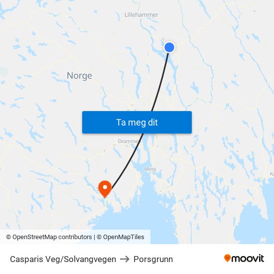 Casparis Veg/Solvangvegen to Porsgrunn map
