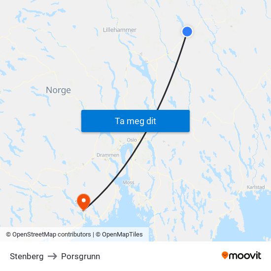 Stenberg to Porsgrunn map