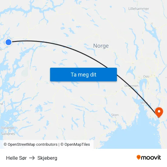Helle Sør to Skjeberg map