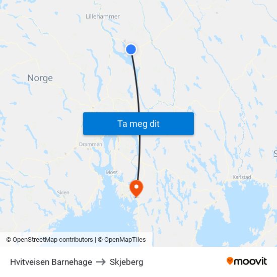 Hvitveisen Barnehage to Skjeberg map
