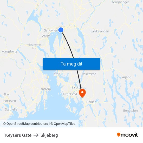 Keysers Gate to Skjeberg map