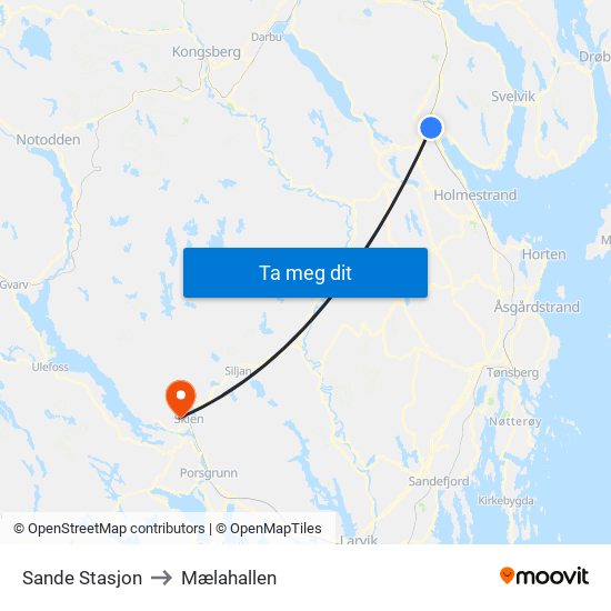 Sande Stasjon to Mælahallen map