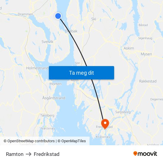 Ramton to Fredrikstad map