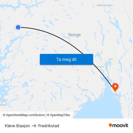 Kløve Stasjon to Fredrikstad map