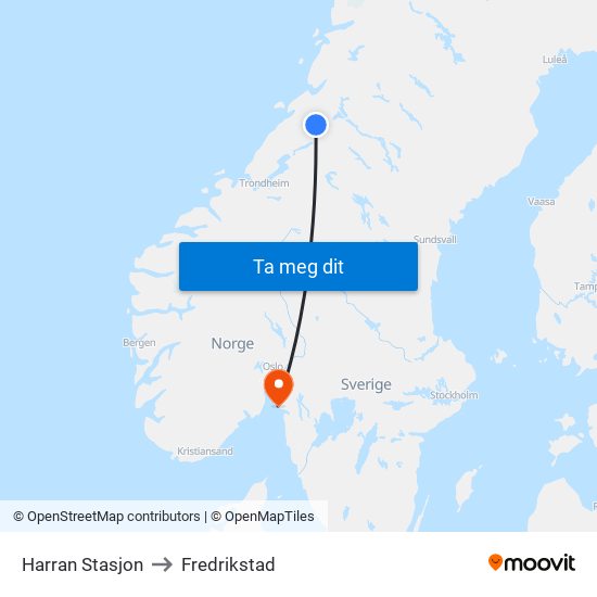 Harran Stasjon to Fredrikstad map