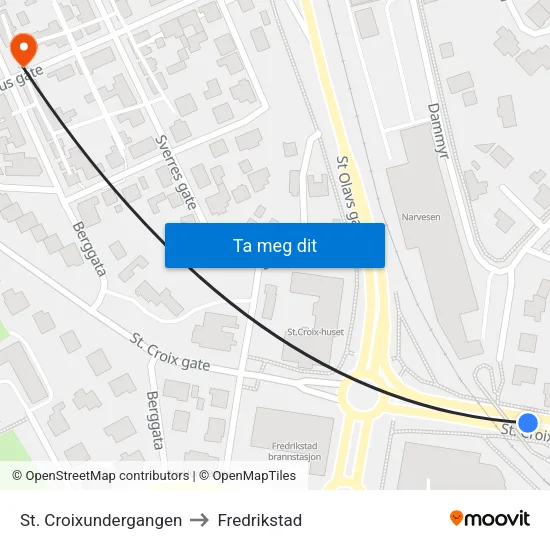 St. Croixundergangen to Fredrikstad map