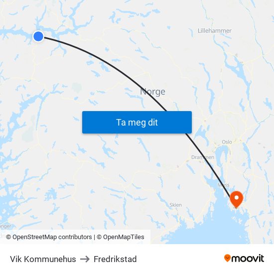 Vik Kommunehus to Fredrikstad map