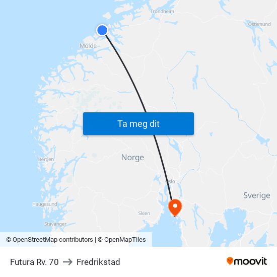 Futura Rv. 70 to Fredrikstad map