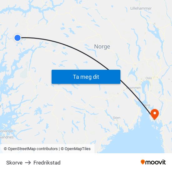 Skorve to Fredrikstad map