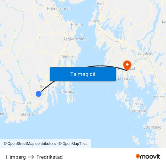 Himberg to Fredrikstad map