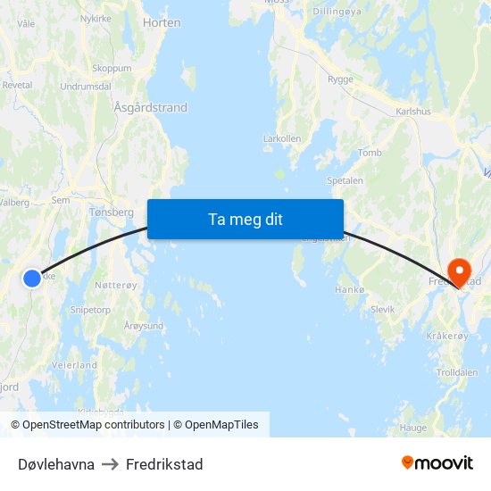 Døvlehavna to Fredrikstad map
