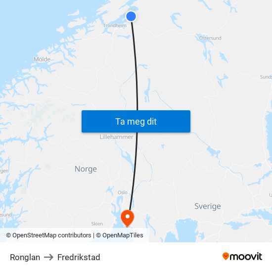 Ronglan to Fredrikstad map