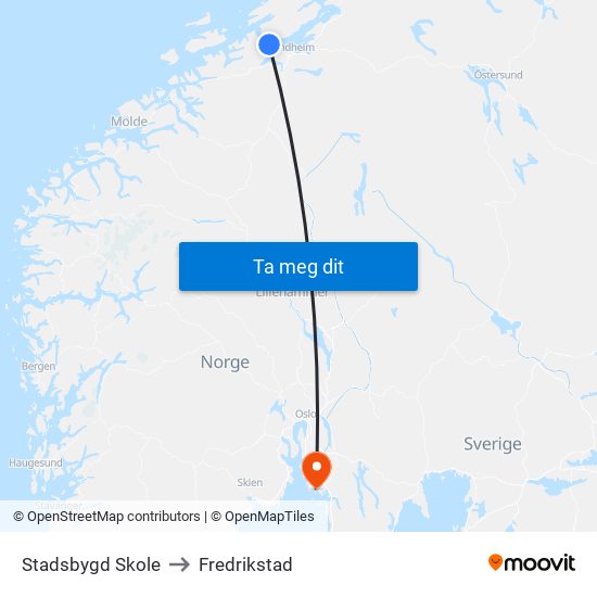 Stadsbygd Skole to Fredrikstad map