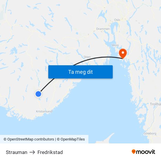 Strauman to Fredrikstad map