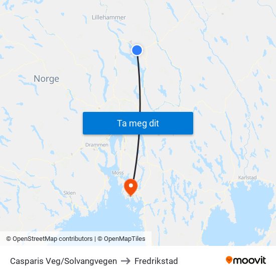 Casparis Veg/Solvangvegen to Fredrikstad map