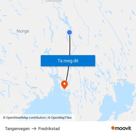 Tangenvegen to Fredrikstad map