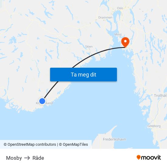 Mosby to Råde map